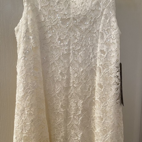 Mia Juliana Off White Lace Sparkly Sequin Dress Girls Size 5 NWT - Picture 3 of 12