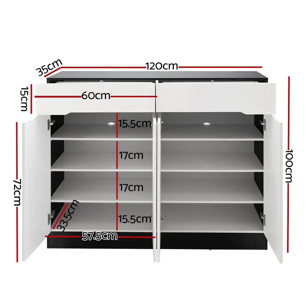 NNEDSZ 120cm Shoe Cabinet Shoes Storage Rack High Gloss Cupboard