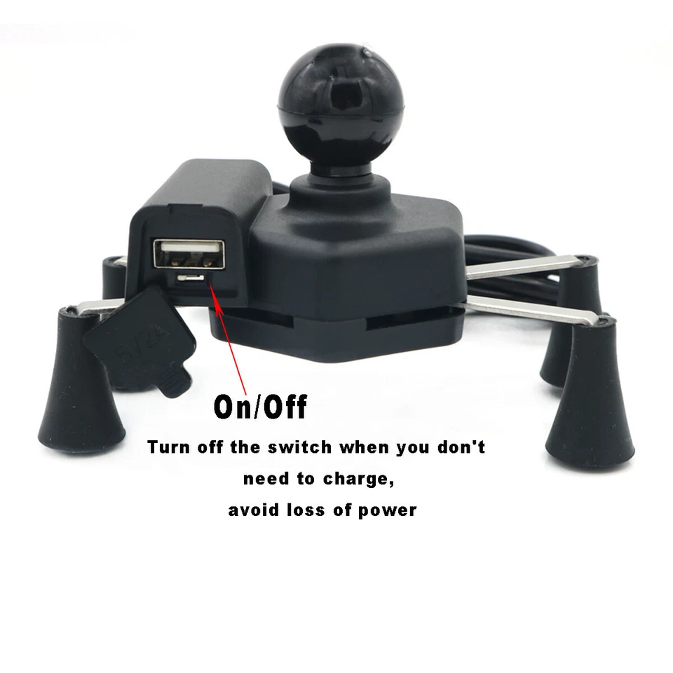 Держатель для телефона крепление для мотоцикла велосипеда зеркало кронштейн GPS с USB универсальный - Изображение 3 из 4