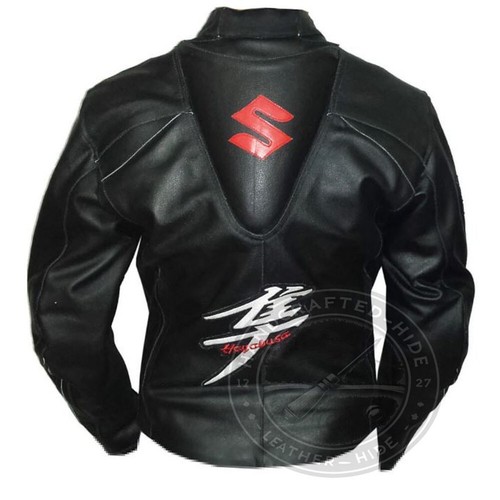 Handmade Men's Black Suzuki Hayabusa Motorcycle Racing Genuine Leather Jacket - Picture 5 of 5