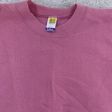 Vintage Tultex Sweatshirt Mens Medium Blank Pink Crewneck Pullover Made USA 90s