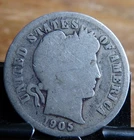 US COINS 19O5 YEAR  BARBER DIME NICE SILVER COIN.