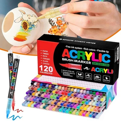120 Farben Acrylstifte für Steine Wasserfest Acrylmarker Acrylic Marker Set - Bild 1 von 4