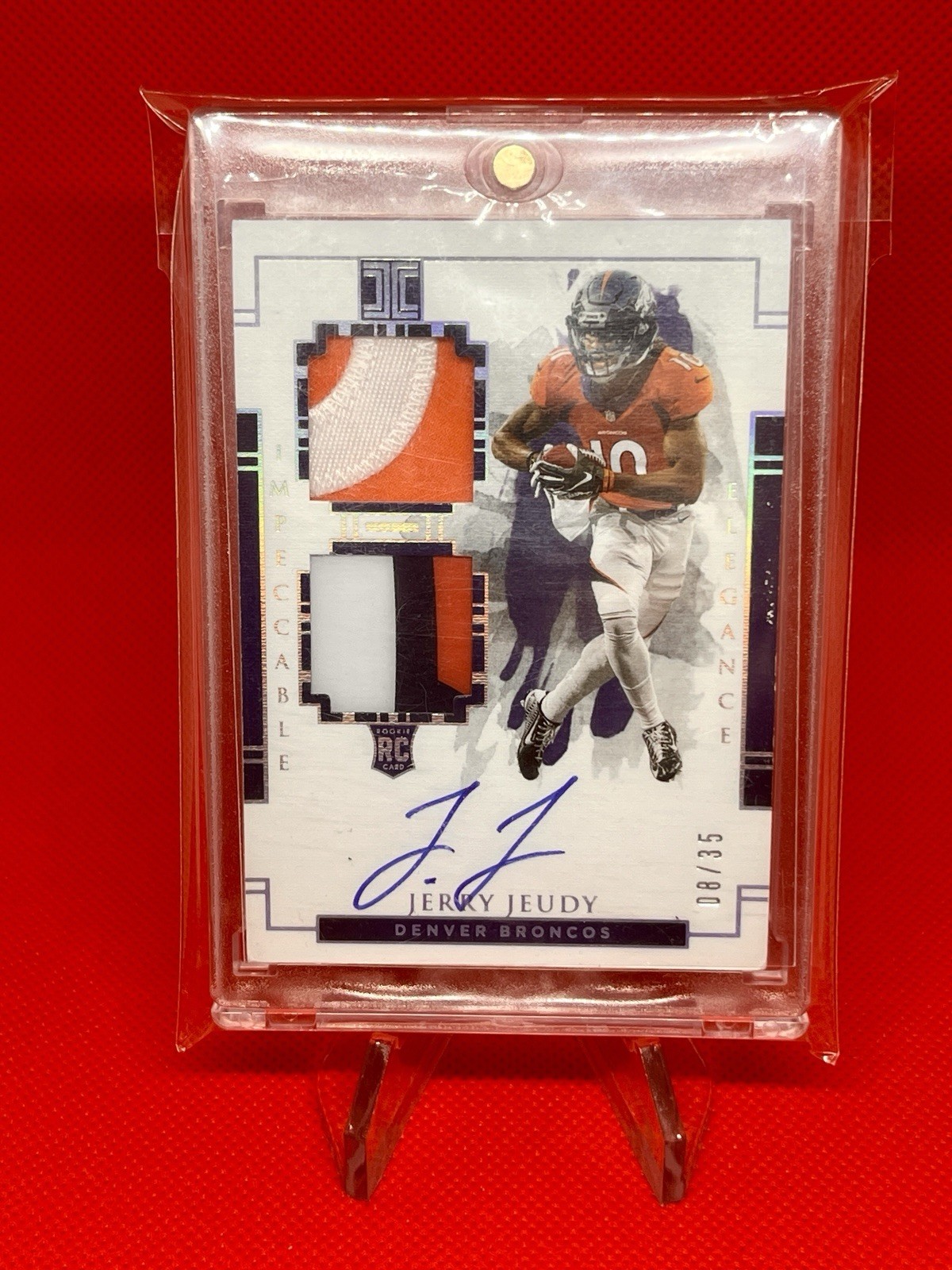 2020 Impeccable Jerry Jeudy RPA Rookie Patch Auto /35 Broncos RC Dual Patch 107 view 5