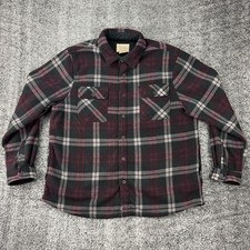 Boston Traders Men's XXL Sherpa Lined Plaid Flannel Shacket Burgundy Black Grey