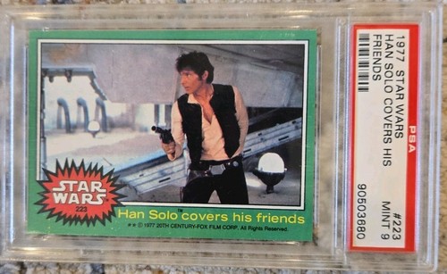 1977 Topps Star Wars #223 Han Solo covers his friends — PSA 9