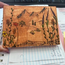 Wild flower woodburned art