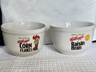 1999 Kellogg's Corn Flakes And Raisin Bran Set Ceramic Cereal Bowls 3.5T X 5.5''