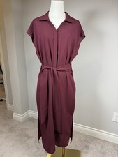 Bishop + Young Burgundy Sleeveless Belted Event Dress With Slip Size Large 