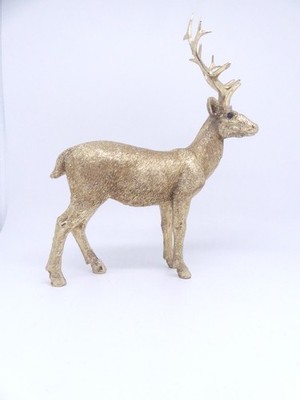Dekofigur Cor Mulder Hirsch stehend Gold glitzernd Weihnachten
