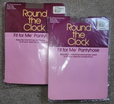 197 NOS Round the Clock Fit For Me Control Top Pantyhose Sz 3 Bare Beige - Sheer