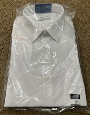 Calvin Klein White Button Down Dress Shirt Slim Wrinkle Free Men Sz 15.5/32/33 M