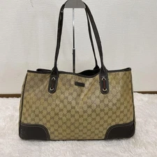 GUCCI Sherry Line Tote Bag, GG Crystal, Leather, PVC, Simple, From Japan, y8865