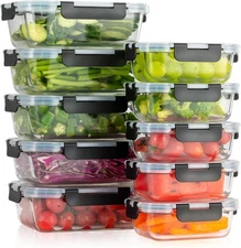 [10-Pack] Glass Meal Prep Containers with Lids, Food Storage Containers withSnap