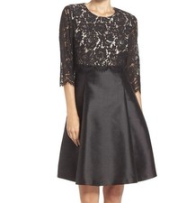 Eliza J Womens Lace Top Round Neck Cocktail And Party Dress Black Size 6 NWT