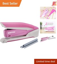 Desktop Stapler Pink 20 Sheet Capacity Jam-Free Tacking & Crafting
