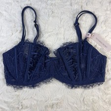 Victoria s Secret Dream Angels Wicked Lace Balconette Bra Navy Blue 34D NWT