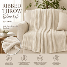 50 x60 Threshold Casual Mixed Rib throw blanket Beige NWT