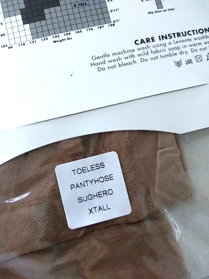 Pantimedias LEVANTE Italia X-Tall Toeless Flexi-Cintura Nylons Sughero M/Nat Nuevas con Etiquetas + Sello Foto 3 de 4