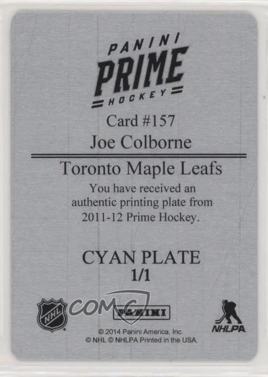 2011 Panini Prime Patch Auto Printing Plate Cyan 1/1 Joe Colborne Rookie RC 0c3 - Image 2 of 3