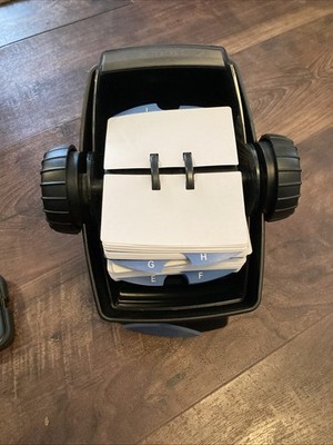 Rolodex R-48 Large Swivel Base Card File Black Square Base Index Cards Dividers