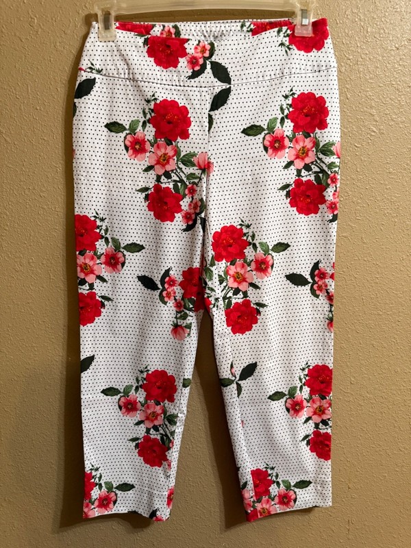 ZAC & RACHEL ANKLE CROP PANTS SZ 8 MULTI PRINT STRETCH SLIM LEG PULL ON