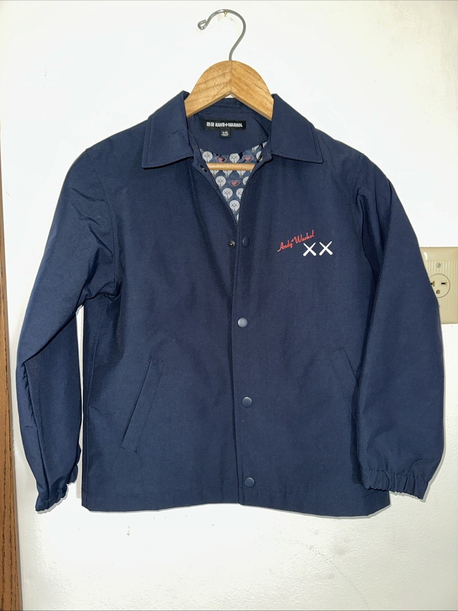 KAWS x Uniqlo x Andy Warhol Coach Jacket Navy Blue Youth 9-10 Rare