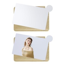 Abvsdu 2 Pcs Pocket Mirror, Stainless Steel Makeup Mirrors Credit Card Gold