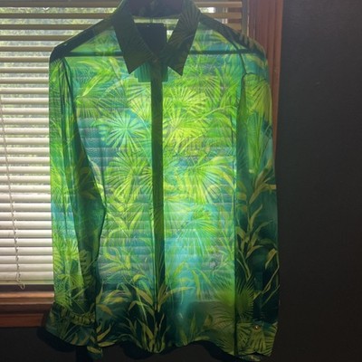 Versace Men's Green Tropical Floral Silk Satin Button-Up Shirt Size 50 |  eBay
