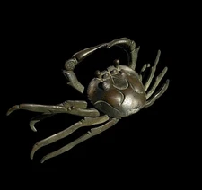 Antique Japanese Bronze Crab Form Water Dropper Edo Meiji