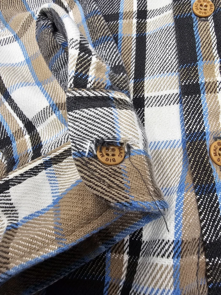 Camisa De Colección Big Mac Franela a Cuadros Abotonada Talla XL Alta Hecha en EE. UU. Marrón Azul Foto 4 de 4
