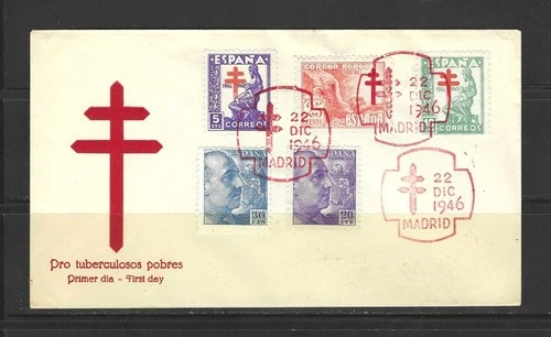 Spain, 1946, FDC/PDE, #RA21-22, RAC7, TB Fund
