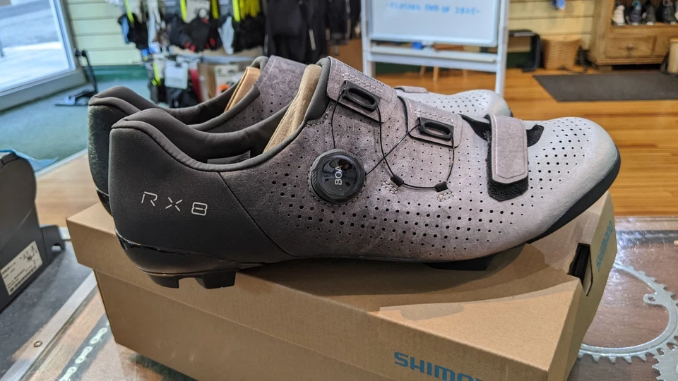 Shimano RX801 Men's Gravel Shoes, 43.5/9.5 silver, 2 hole, new in the box! - Image 3 of 4