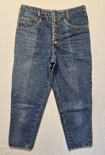 Pantalones de mezclilla Americanino vintage (se adapta a 29x22) para hombre y mujer con botones azul mosca juvenil