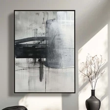 Oil Painting Hand Painted Oil Painting On Canvas Modern Handmade Gray Black