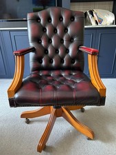Burgundy Oxblood Leather Gainsborough Chesterfield Captain’s Swivel ChairA beaut