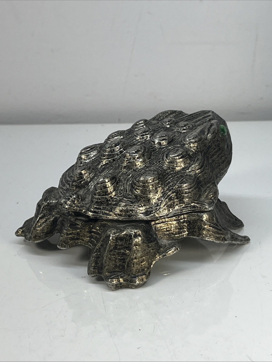 Vintage Linden Japan Figural FROG Hinged Gilt Metal Novelty Desk