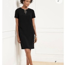 Talbots Sheath Dress Black Short Sleeve Knee Length Solid Women's Size 10