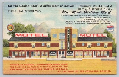 Max Mosko Hi-Way Motel Lakewood Colorado Vintage Postcard 1950s