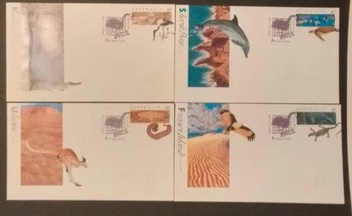 Australia 1993. World Heritage Sites. Four Pre Stamped Envelopes. FDC's.