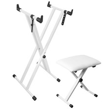 Longeye Piano Stand and Bench for 88-Key 61-Key Piano Keyboard, White