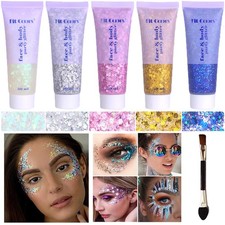 Body Glitter Gel for Face Body White Silver Pink Gold Blue Festival Rave