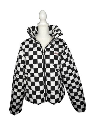 NWOT Women's Van Checkerboard Print Puffer Jacket size XL