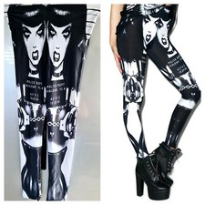 Worn Once TOO FAST Gothic Black Bad Bettie Nylon /Spandex Leggings Size XXL 