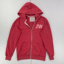 Jack Wills Hoodie Small Red Mens Hooded Sweatshirt Full Zip Logo Graphic Print