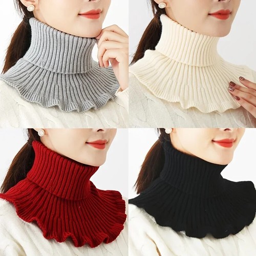 Knitted Hooded Scarf for Women Winter Cold Weather Neck Wrap Korean Style Tie - Picture 4 of 14