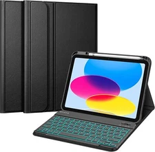 Backlit Keyboard Case for iPad (A16) 11th Gen/iPad 10th Gen Soft TPU Back Cover