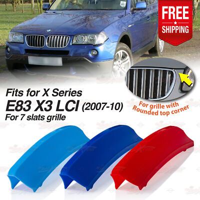 M-Sport 7 Slats Kidney Grille 3 Colour Cover Clips for BMW X3 E83 LCI 2007-2010