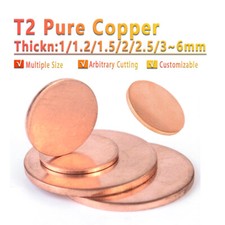 Solid Pure Copper Discs Blanks Round Plate Metal Sheet 10-300mm OD 1mm-6mm Thick
