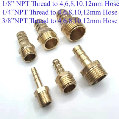 CAPNEW NPT HOSE TAILS BRASS MALE HOSETAIL FITTING 1/8 1/4 3/8 1/2 FOR FUEL, WATER & OIL